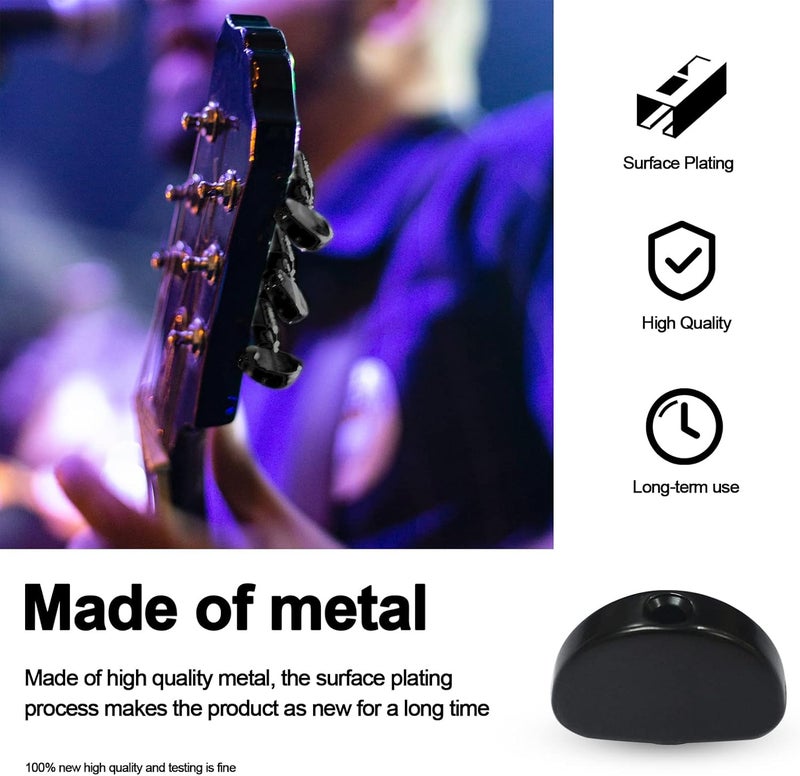 MAXCHEER 6PCS Metal Big Square Shape Guitar Tuning Peg Tuners Machine Head Replacemen Buttons knob Handle Tip (Black Semicircle) - Image 3